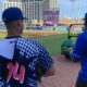 Seahawks rookie Derick Hall throws out Biloxi Shuckers first pitch