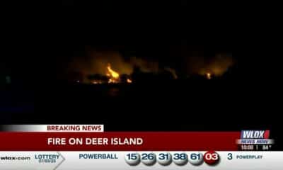 LIVE REPORT: Fire on Deer Island from Biloxi fireworks show