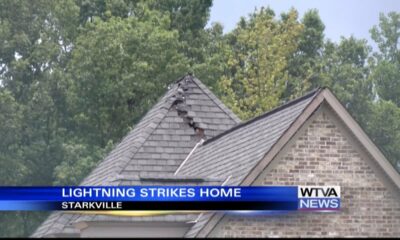VIDEO: Starkville home caught fire after lightning strike
