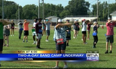 Houston High students prepare under hot sun for the upcoming marching band season