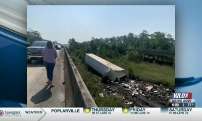 Crews work overnight to clean up I-10 tractor trailer crash