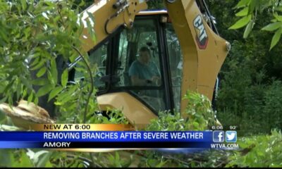Amory city workers clean up after wind storm