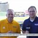 USM Head Basketball Coach Jay Ladner throws out first pitch at Shuckers game