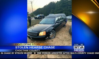 Suspect in stolen hearse leads law enforcement on chase