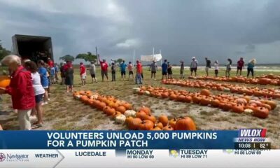 Volunteers unload 5,000 pumpkins for Trinity Episcopal Pumpkin Patch