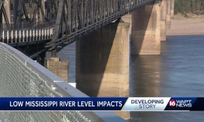 Mississippi River Bridge affected by low water levels