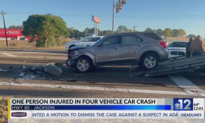 One injured in four-vehicle crash in Jackson