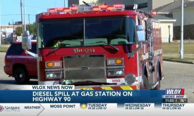 Biloxi crews cleaning up large diesel spill at Hwy 90 gas station