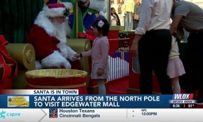 Santa Claus arrives from the North Pole to visit Edgewater Mall