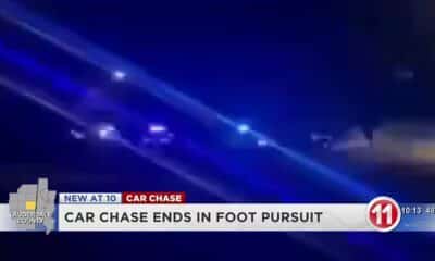 Car chase ends in foot pursuit
