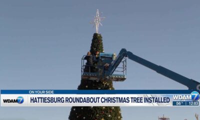 Hattiesburg roundabout Christmas tree installed