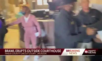 Brawl outside courthouse