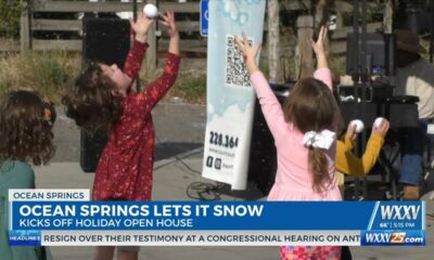 Ocean Springs Main Street makes it snow for the holidays!