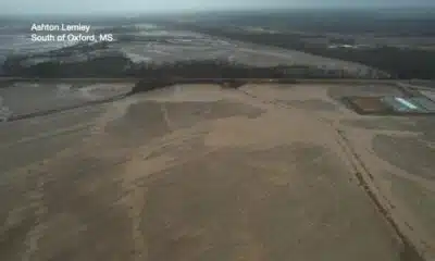 Drone video shows flooding south of Oxford, Mississippi