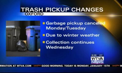 Trash pickup canceled in Oxford for Monday, Tuesday