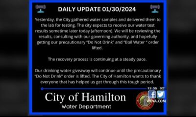 Hamilton expects to receive water test results Tuesday afternoon
