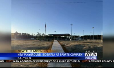 A new sidewalk has been added to the new playground in Saltillo