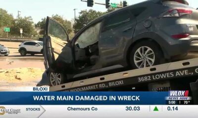 Single-vehicle crash closes part of Highway 90 in Biloxi, damages water main