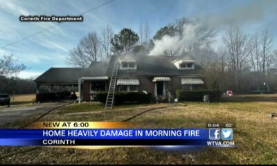 Home heavily damaged after fire in Corinth