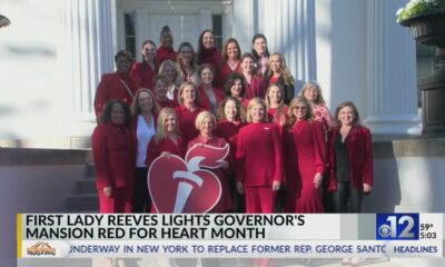 Mississippi Governor's Mansion goes Red for Women