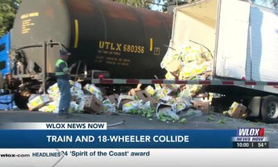 Traffic back running after train collides with 18-wheeler carrying bananas in Gulfport