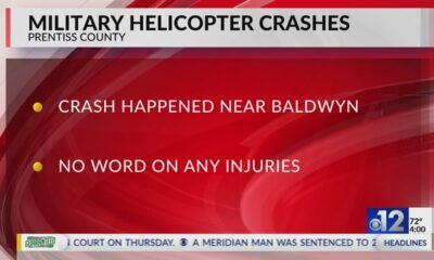Military helicopter crashes in wooded area of northeast Mississippi
