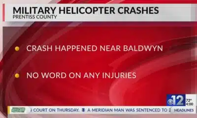 Military helicopter crashes in wooded area of northeast Mississippi