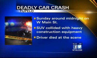 1 person killed after vehicle collides with construction equipment in west Tupelo
