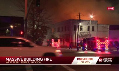 Jackson firefighters battle massive building fire in downtown Jackson
