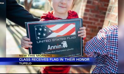 Kindergarten class at Joyner Elementary received a flag that was flown in Kuwait in their honor