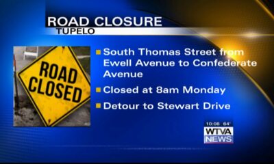 Road closure to take place Monday morning in Tupelo