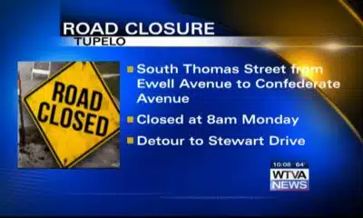Road closure to take place Monday morning in Tupelo
