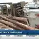 Harrison County Fire Rescue, AMR respond to log truck accident in Gulfport