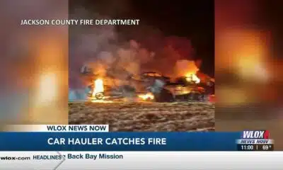 Several vehicles were destroyed in a car hauler fire