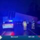 Overturned tractor trailer damages bridge on I-59N