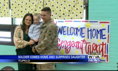 Soldier surprised daughter at school Friday morning in Tupelo