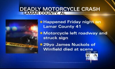 Motorcyclist killed in crash in Lamar County, Alabama