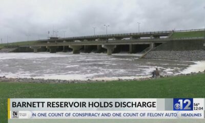 Reservoir holds water discharge after recent rain