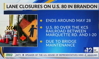 Temporary lane closures on U.S. 80 in Brandon underway