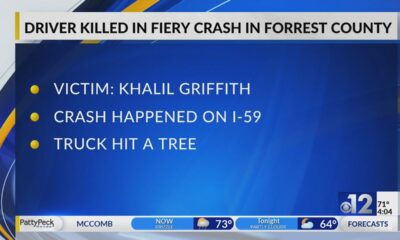 Driver killed in fiery crash in Forrest County