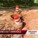 Pothole grows to sinkhole during storms