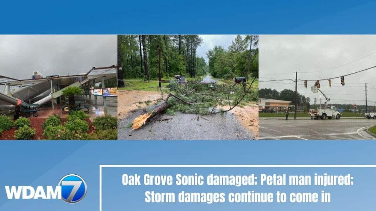 Oak Grove Sonic damaged; Petal man injured; Storm damages continue to come in