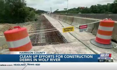 Clean-up efforts underway after dangerous debris from I-10 construction falls into Wolf River