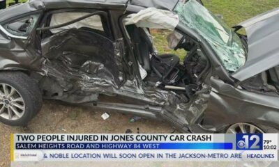 Two receive injuries during Jones County crash