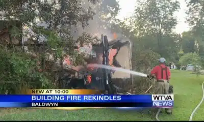 Building used for storage catches fire, later rekindles in Baldwyn