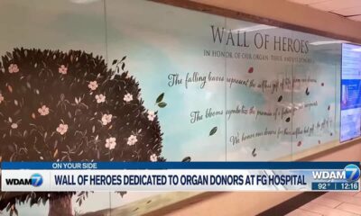 Wall of Heroes dedicated to organ donors at Forrest General Hospital
