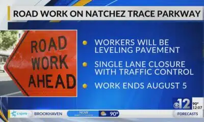 Crews work to level part of the Natchez Trace Parkway