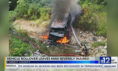Man injured after vehicle overturns into Forrest County creek bed