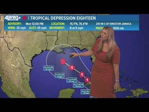 Monday 12 pm Tropical Update: Tropical Depression 18 forms, Louisiana in the cone