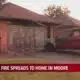 Car fire spreads to home in Moore